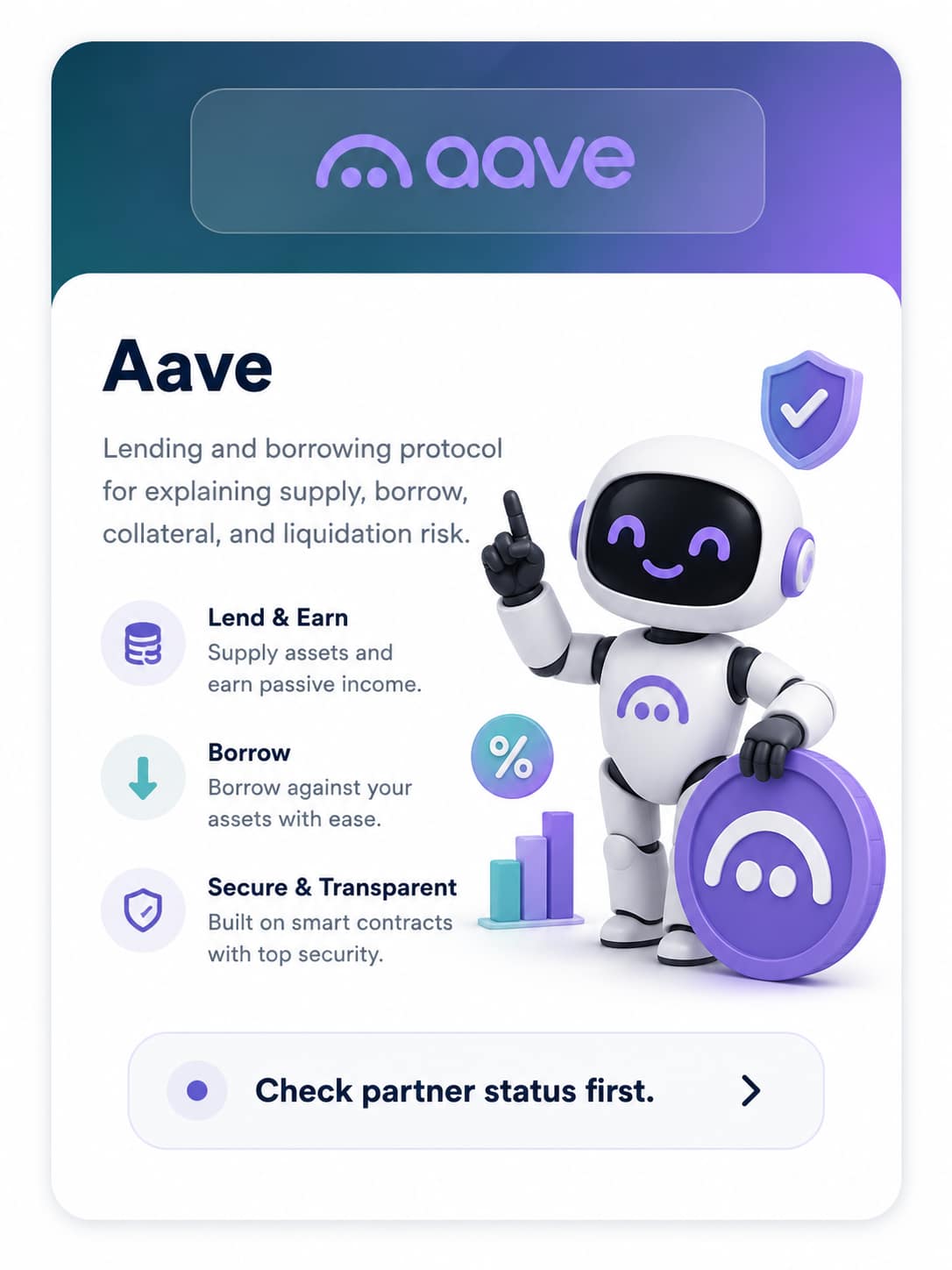 Aave lending and borrowing research card