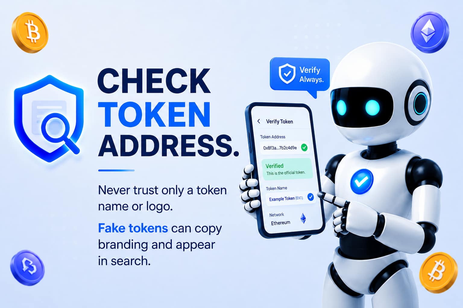 Check token address: never trust only a token name or logo