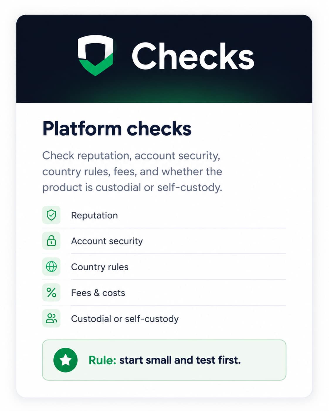 Platform checks: start small and test first