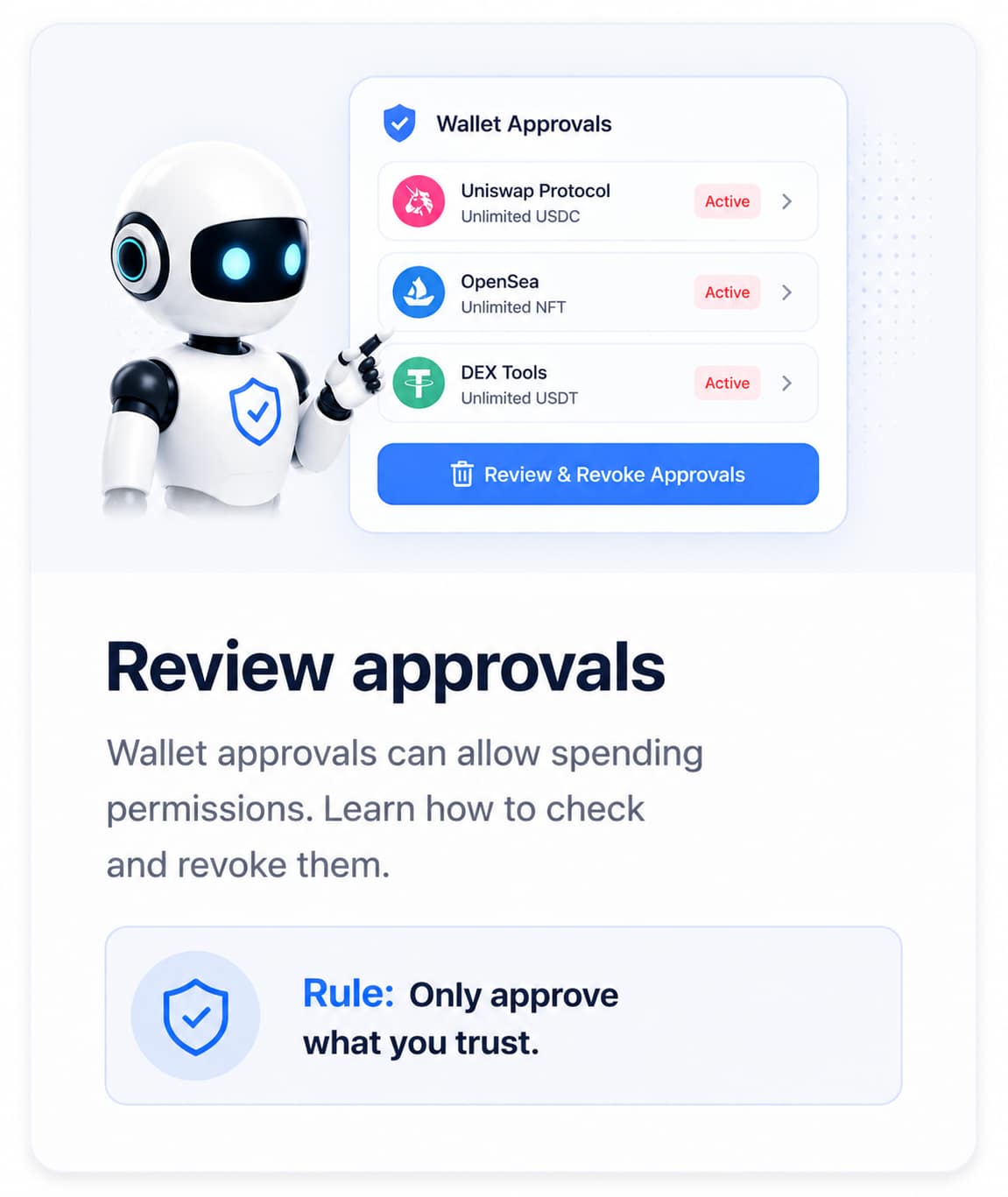 Review wallet approvals and spending permissions