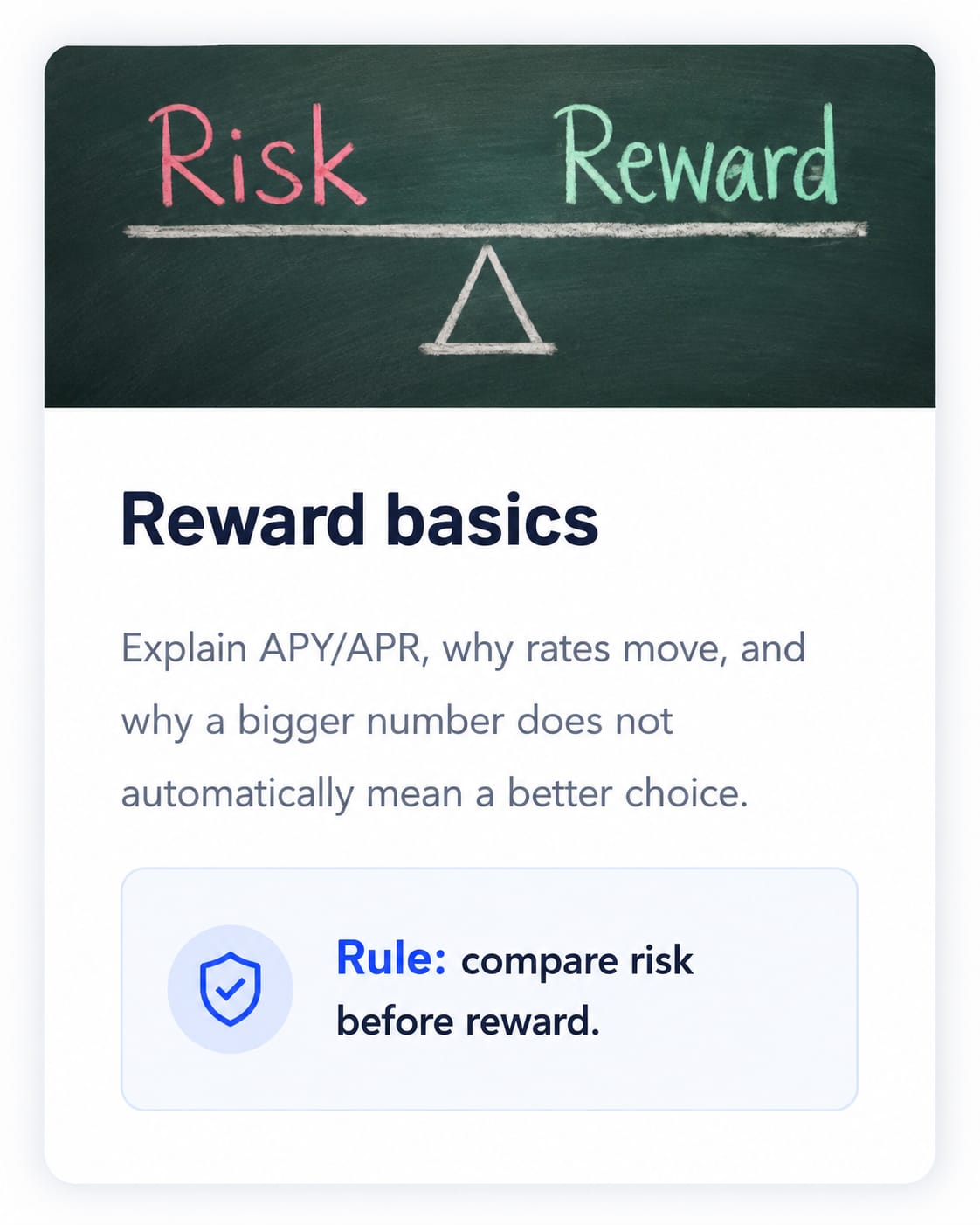 Reward basics: compare risk before reward